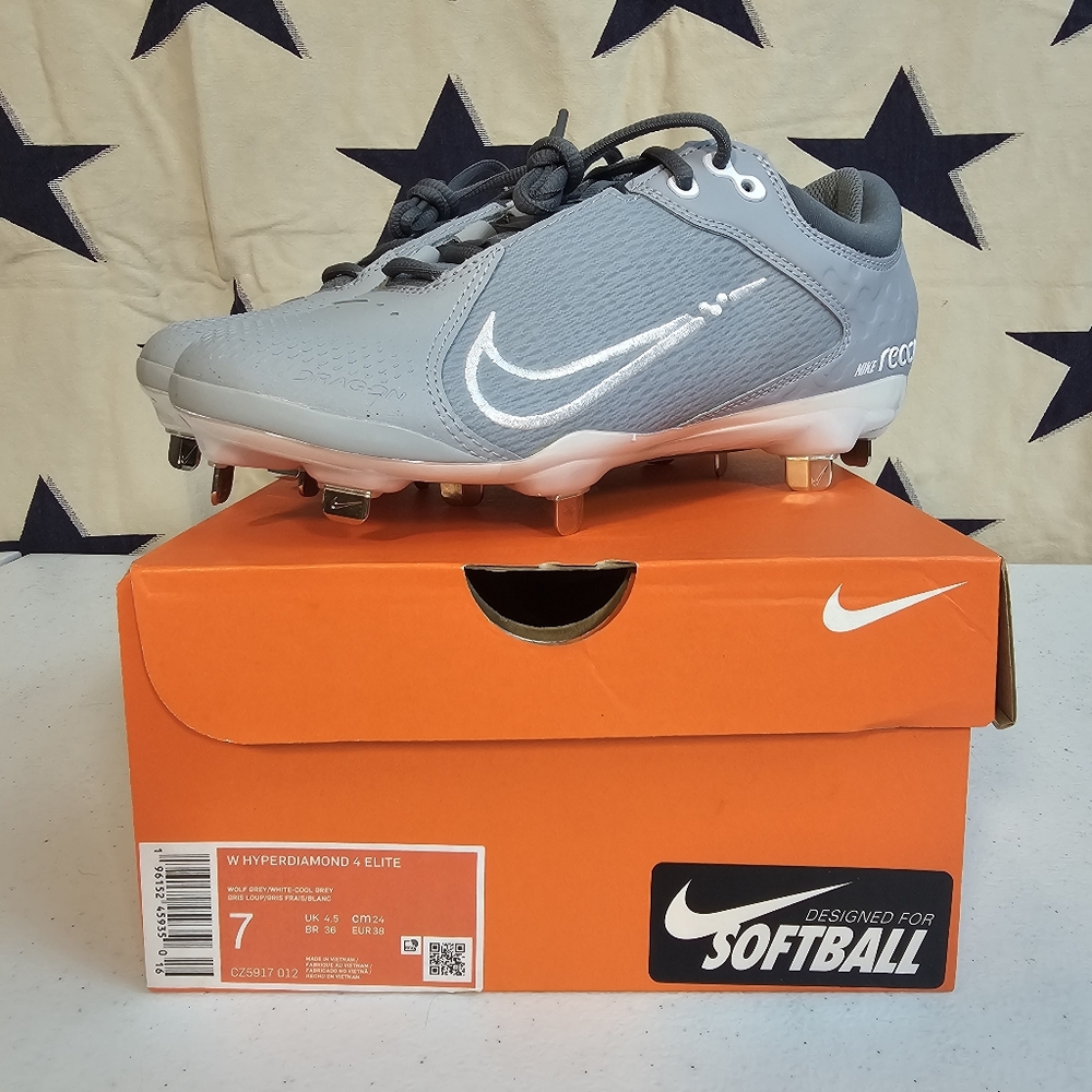 Nike Softball Hyperdiamond 4 Elite - Women Size 7 - Wolf Grey White Cool Grey
